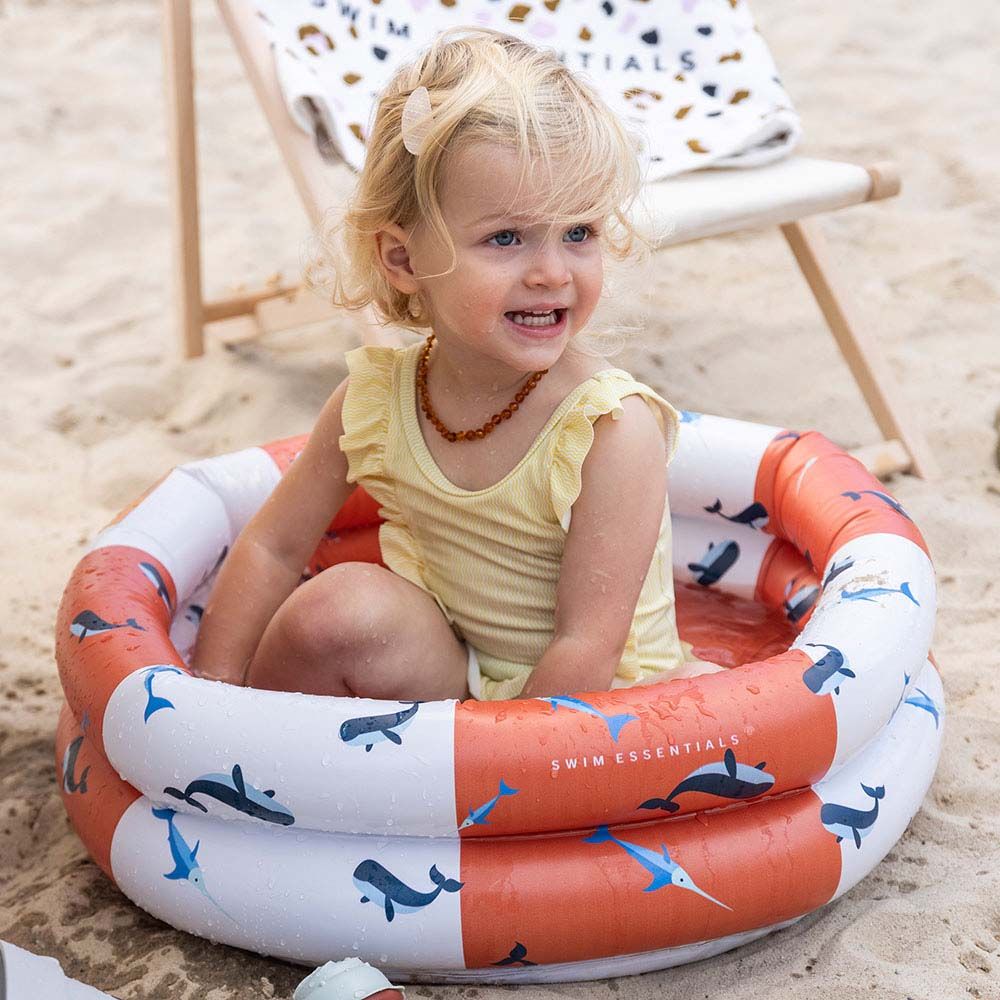 Swim Essentials - Whale Printed Baby Pool - Blue/Red