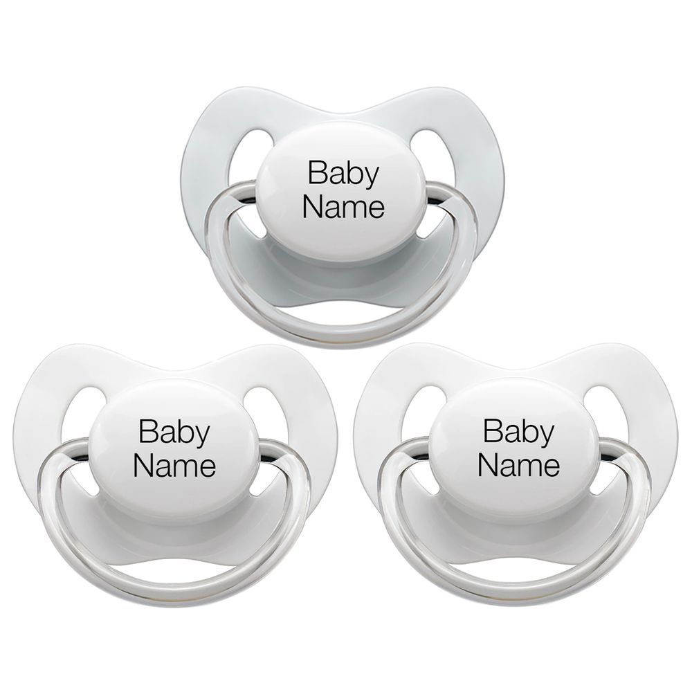 LittleMICO - Personalised Pacifiers 5M+ 3pcs - White/Grey