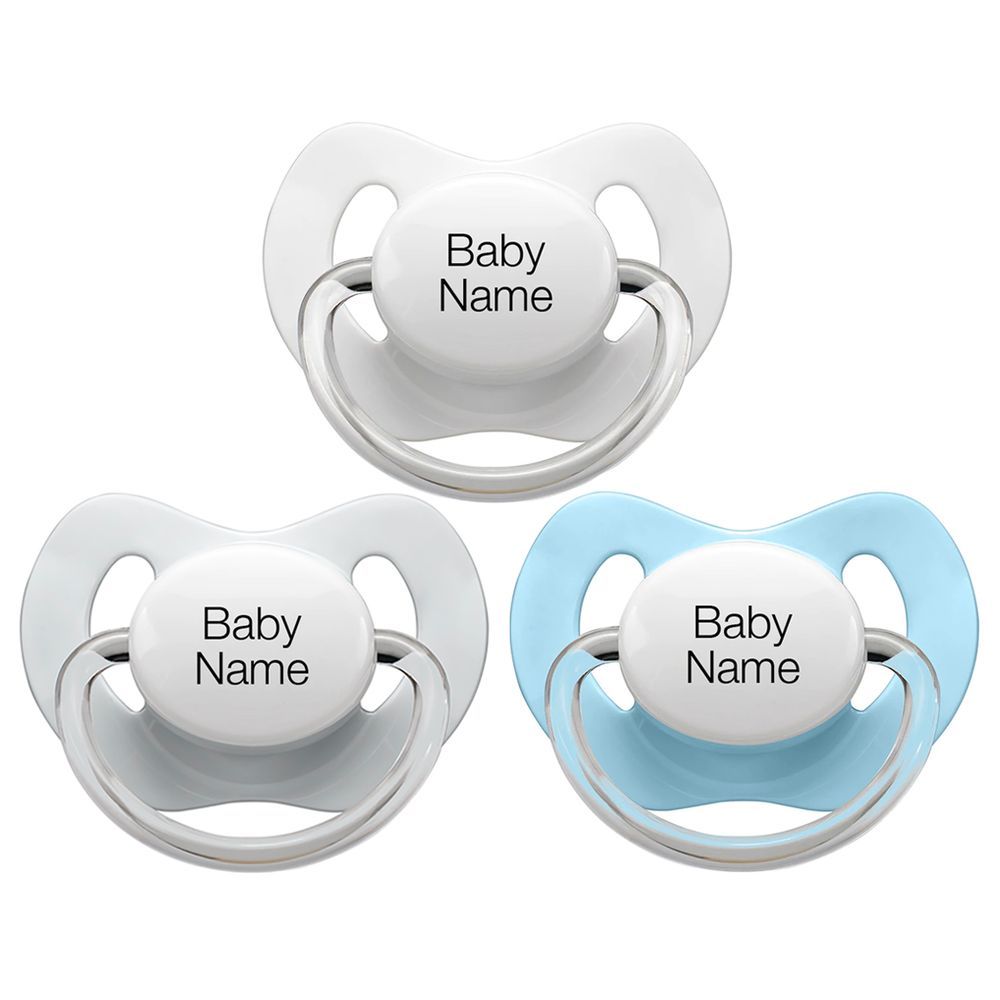 LittleMICO - Personalised Pacifiers 5M+ 3pcs - Grey/Blue/White