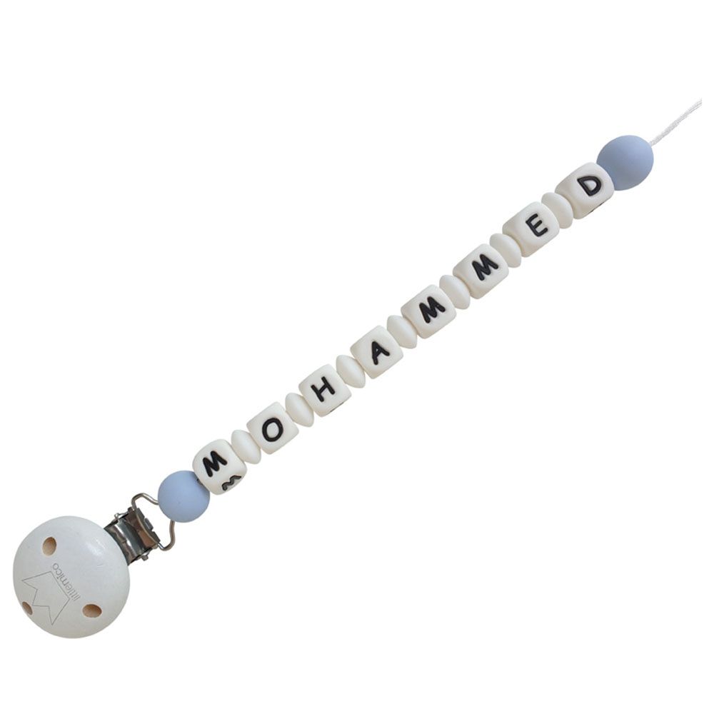 Littlemico - Silicone Personalised Pacifier Holder Baby Blue