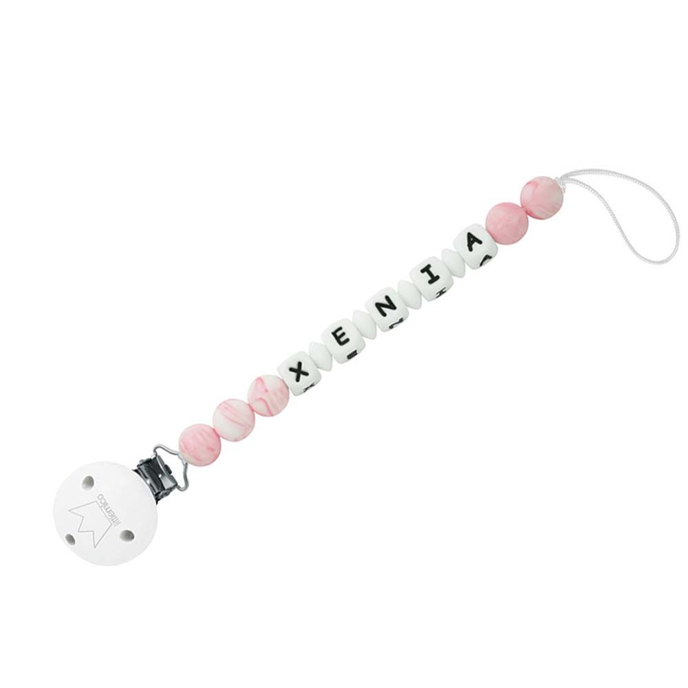 LittleMico - Personalized Pacifier Clip - Pink Marble