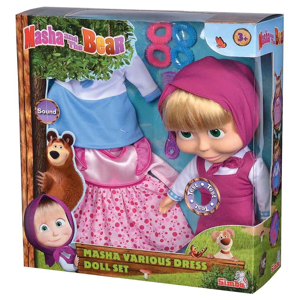 Masha & The Bear - Doll With 2 Extra Dresses 30cm