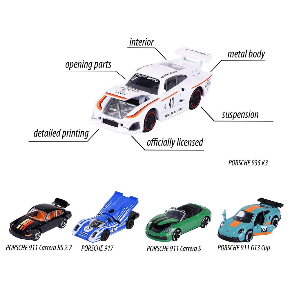 Majorette - Porsche Car Set - 5pcs