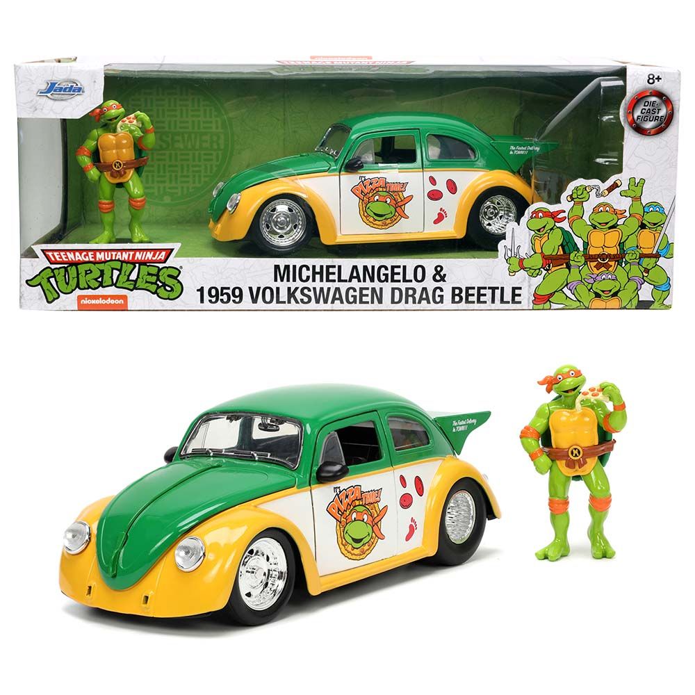 Jada - 1/24 Ninja Turtles Michelangelo w/ 1959 VW Drag Beetle Car