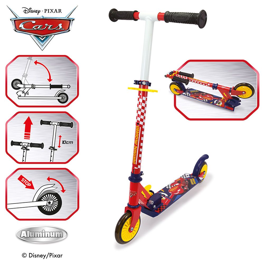 Smoby - Cars 2 Wheel Foldable Scooter