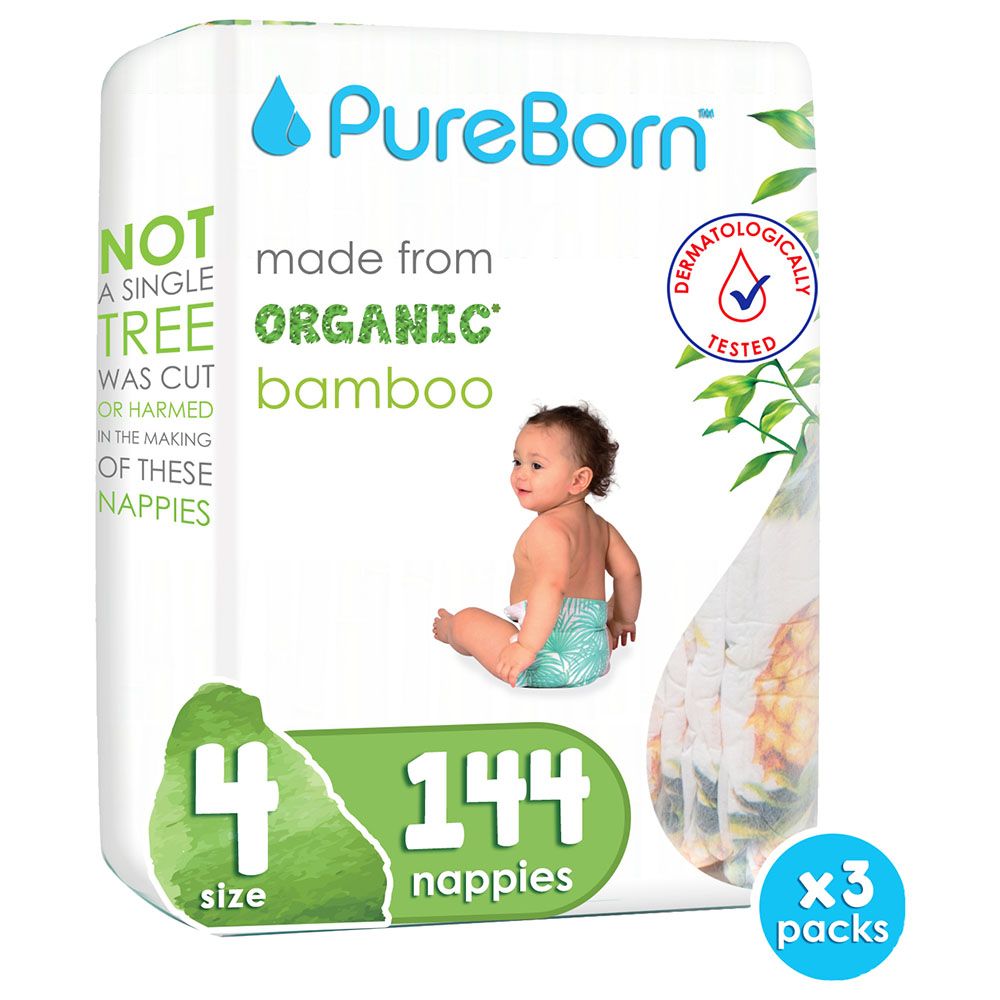 Pure Born - Size 4 Double Pack - 7-12kg - Pack of 48 x 3 Bundle - Daisy