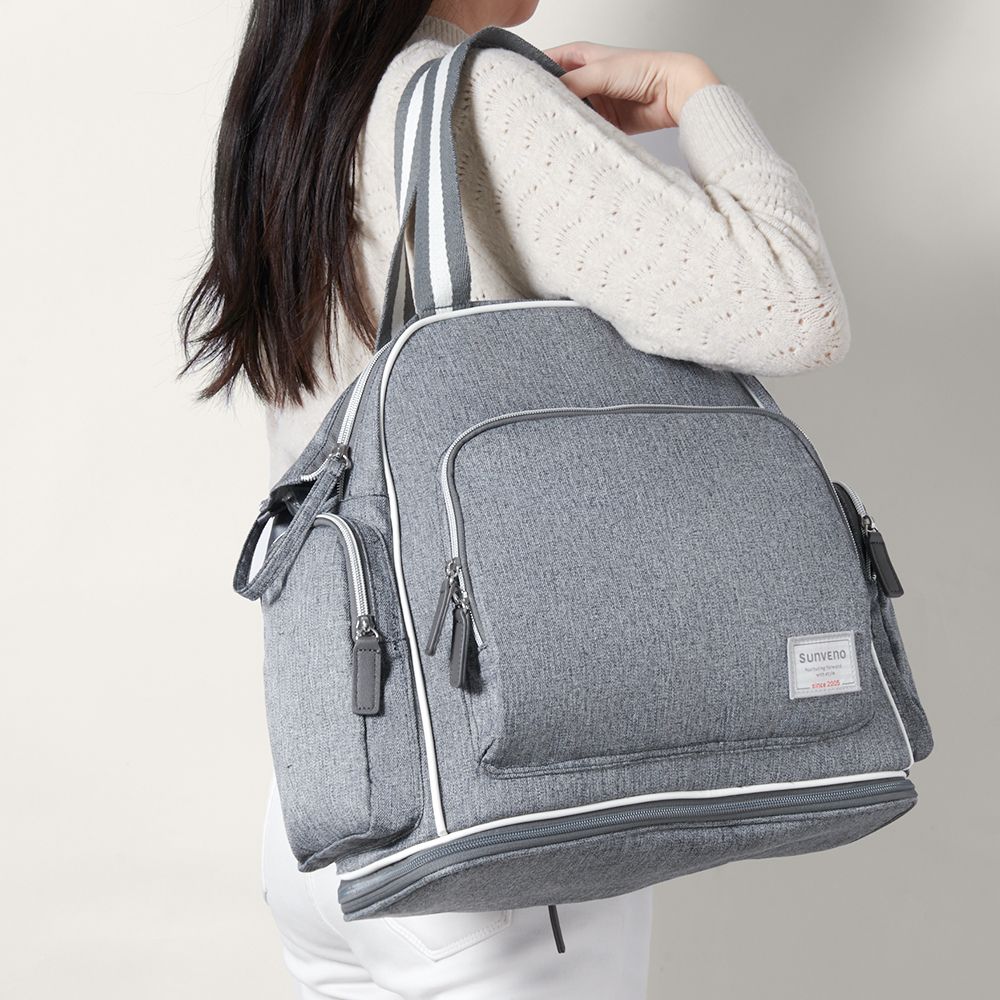 Sunveno - Signature Maternity Diaper Bag With Stroller Hooks - Grey