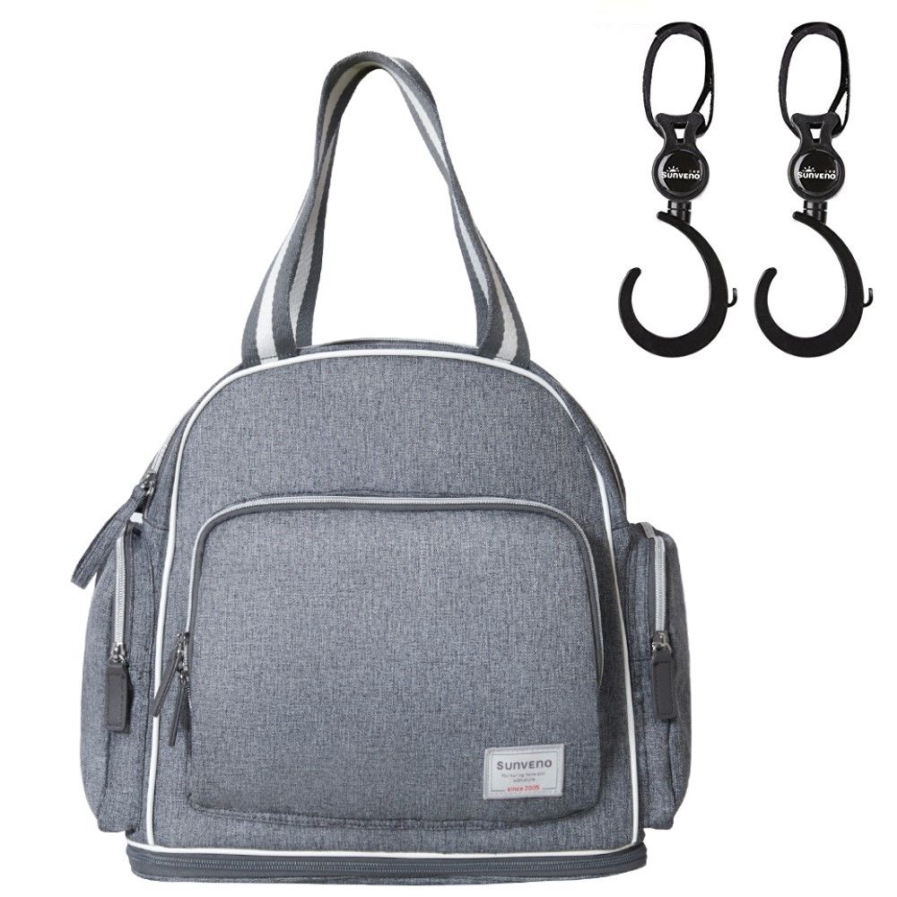 Sunveno - Signature Maternity Diaper Bag With Stroller Hooks - Grey