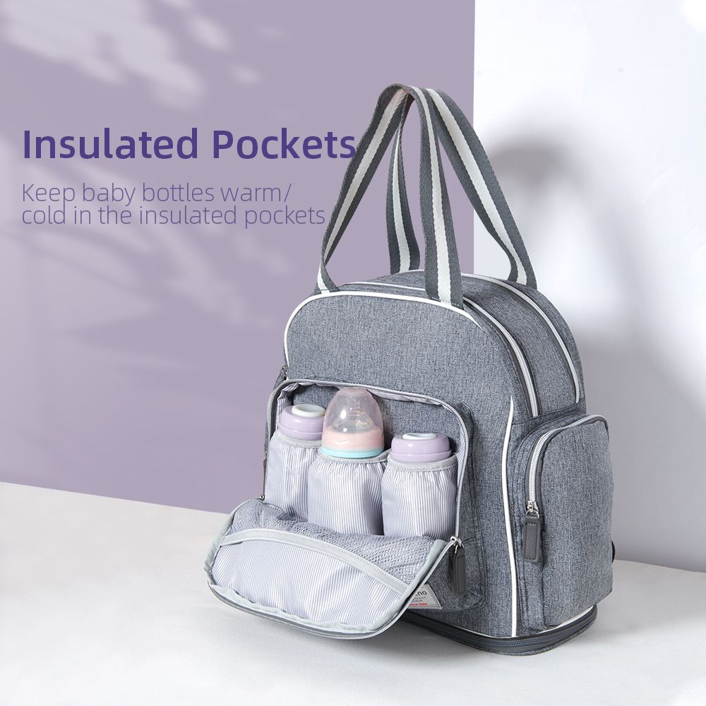 Sunveno - Signature Maternity Diaper Bag With Stroller Hooks - Grey