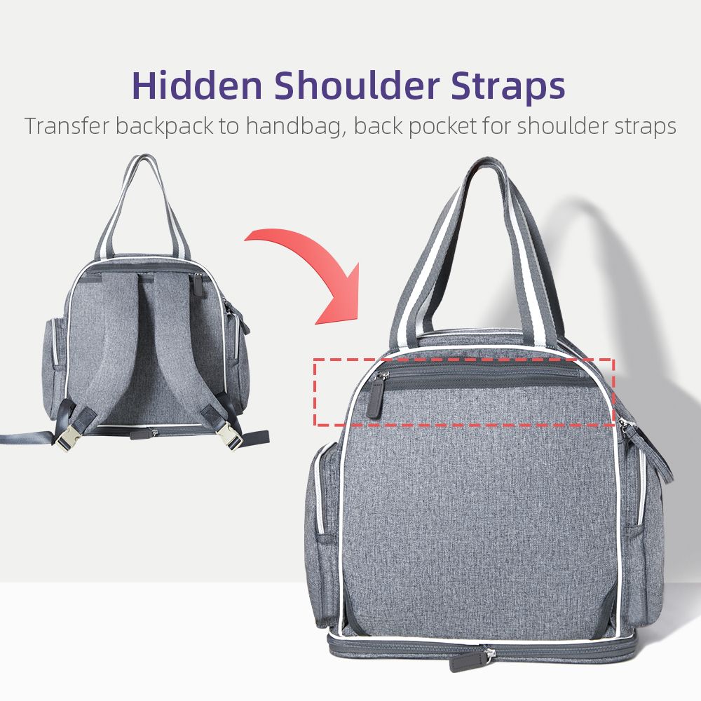 Sunveno - Signature Maternity Diaper Bag With Stroller Hooks - Grey