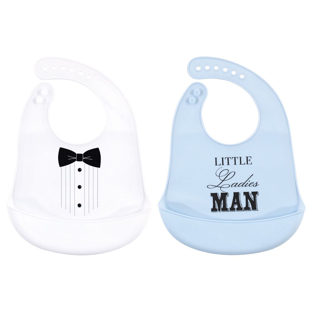 Hudson Childrenswear - Ladies Little Man Silicone Bibs - Pack of 2