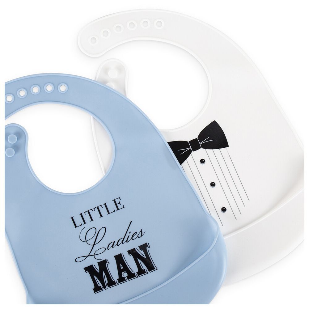 Hudson Childrenswear - Ladies Little Man Silicone Bibs - Pack of 2