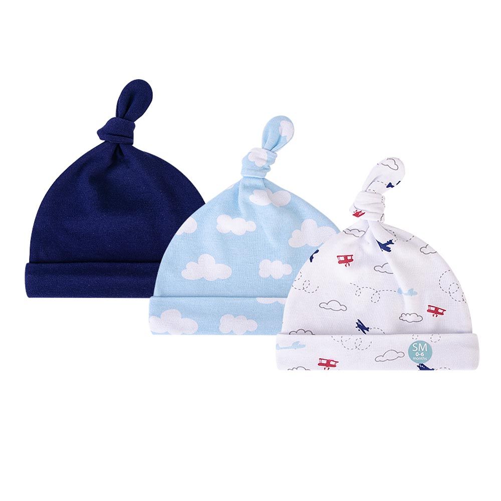 Hudson Childrenswear - 3pc-Set Cotton Caps Set - High In The Sky