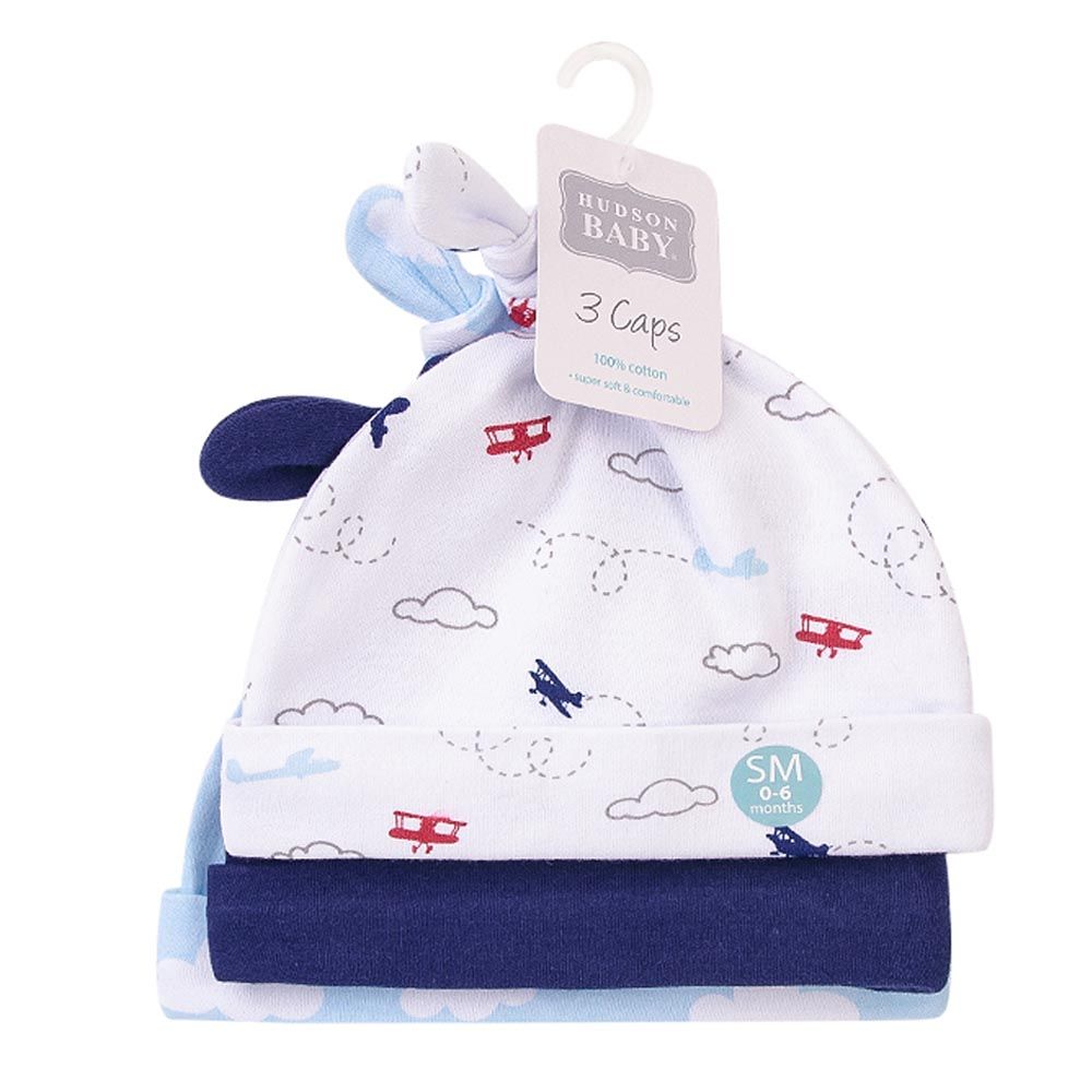 Hudson Childrenswear - 3pc-Set Cotton Caps Set - High In The Sky