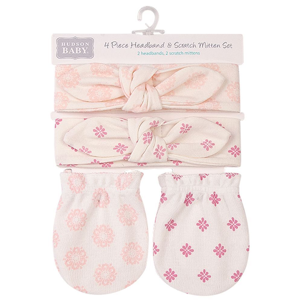 Hudson Childrenswear - 4pc-Set - Headband & Scratch Mitten - Daisy