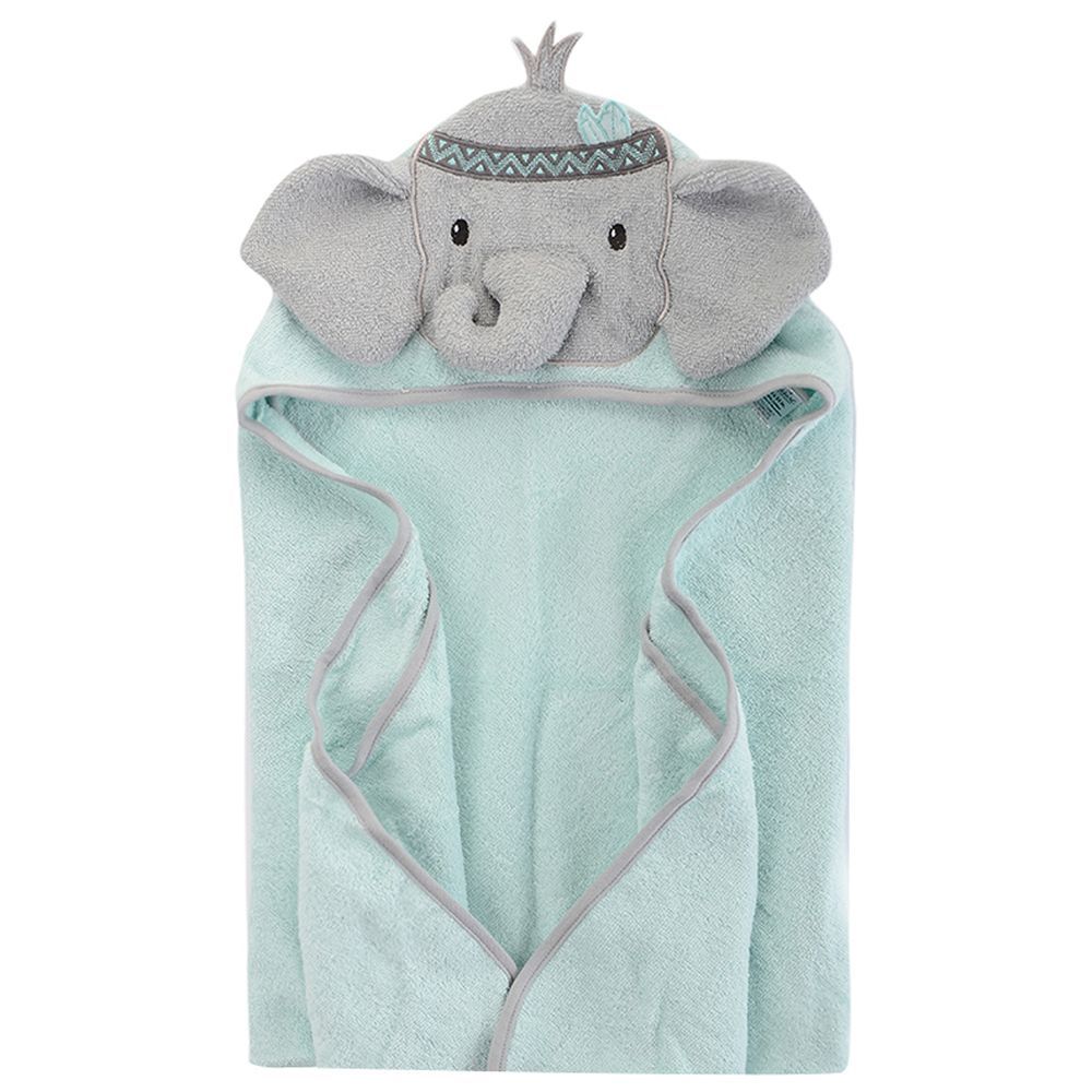 Elephant Cotton Hooded Towel - Blue