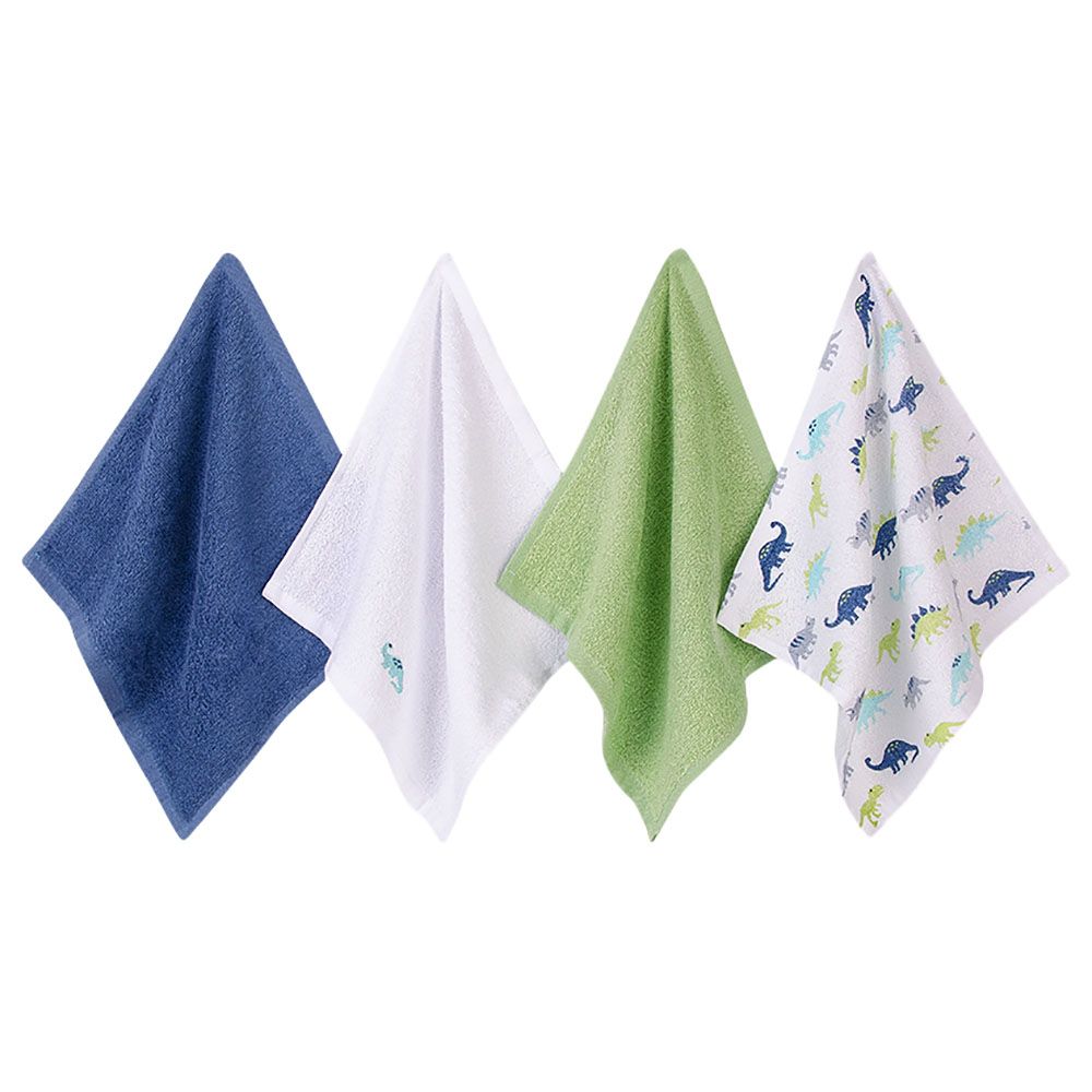 Hudson Childrenswear - Terry Washcloths - Pack Of 4 - Little Dino