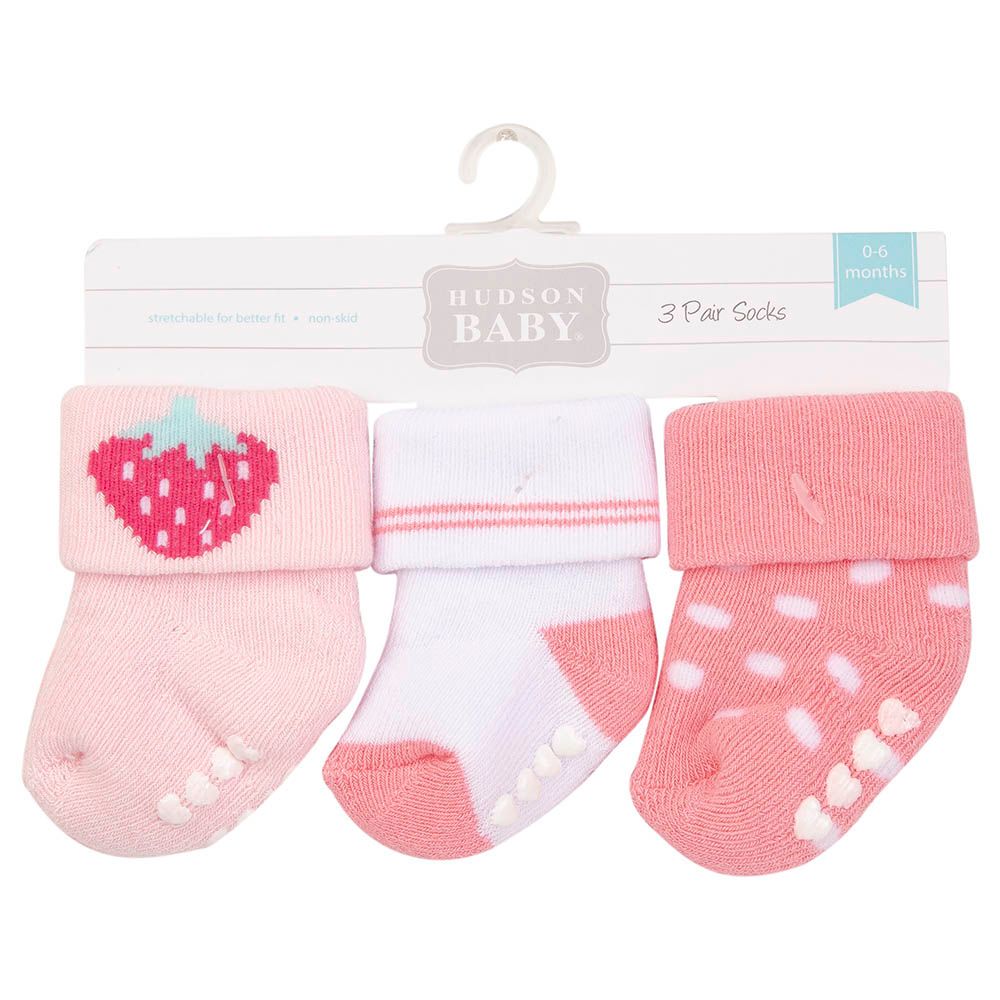 Hudson Childrenswear - 3-Pk Cotton Rich Terry Socks - Polka