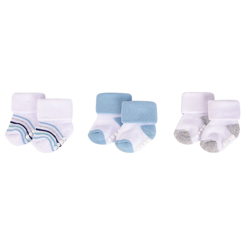 Hudson Childrenswear - 3-Pk Cotton Newborn Terry Socks Blue