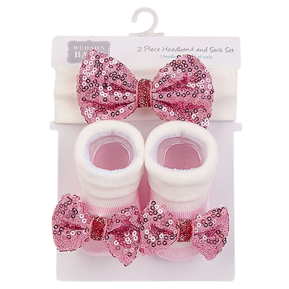 Luxe Headband and sock Giftset Pack of 5 Pink