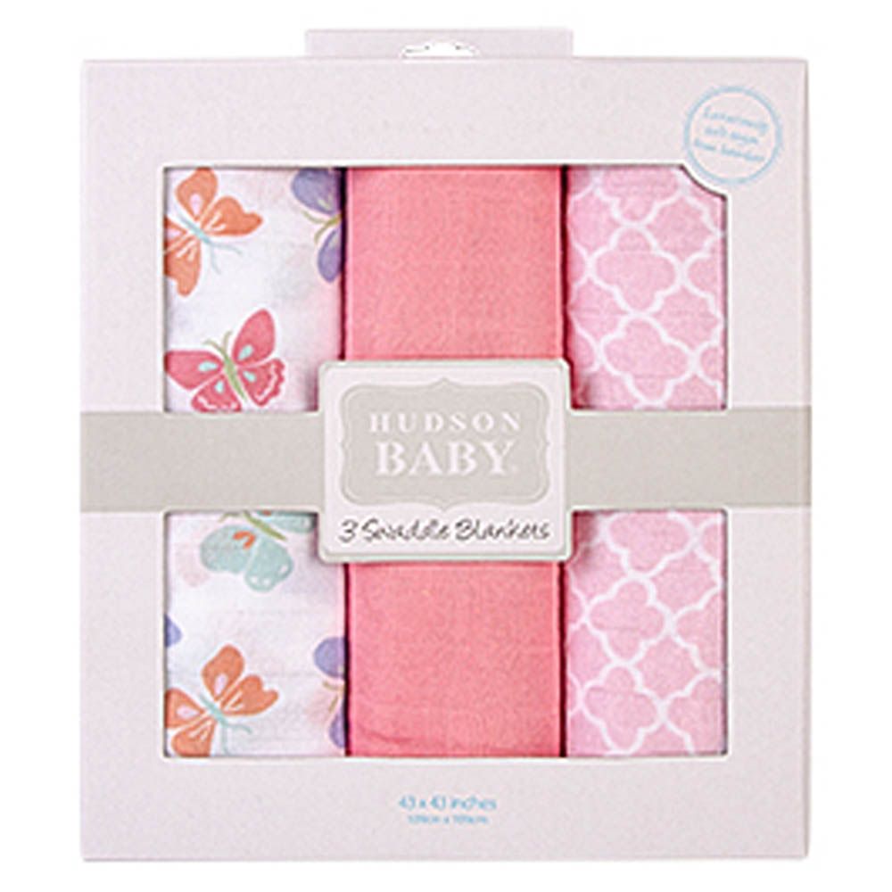 Hudson Childrenswear - Luxe Muslin Swaddles - Pack of 3 - Pink