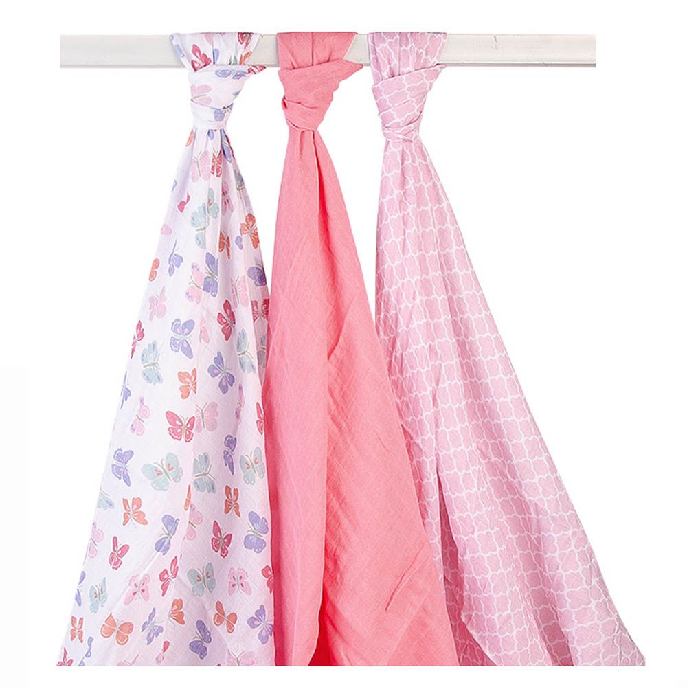 Hudson Childrenswear - Luxe Muslin Swaddles - Pack of 3 - Pink