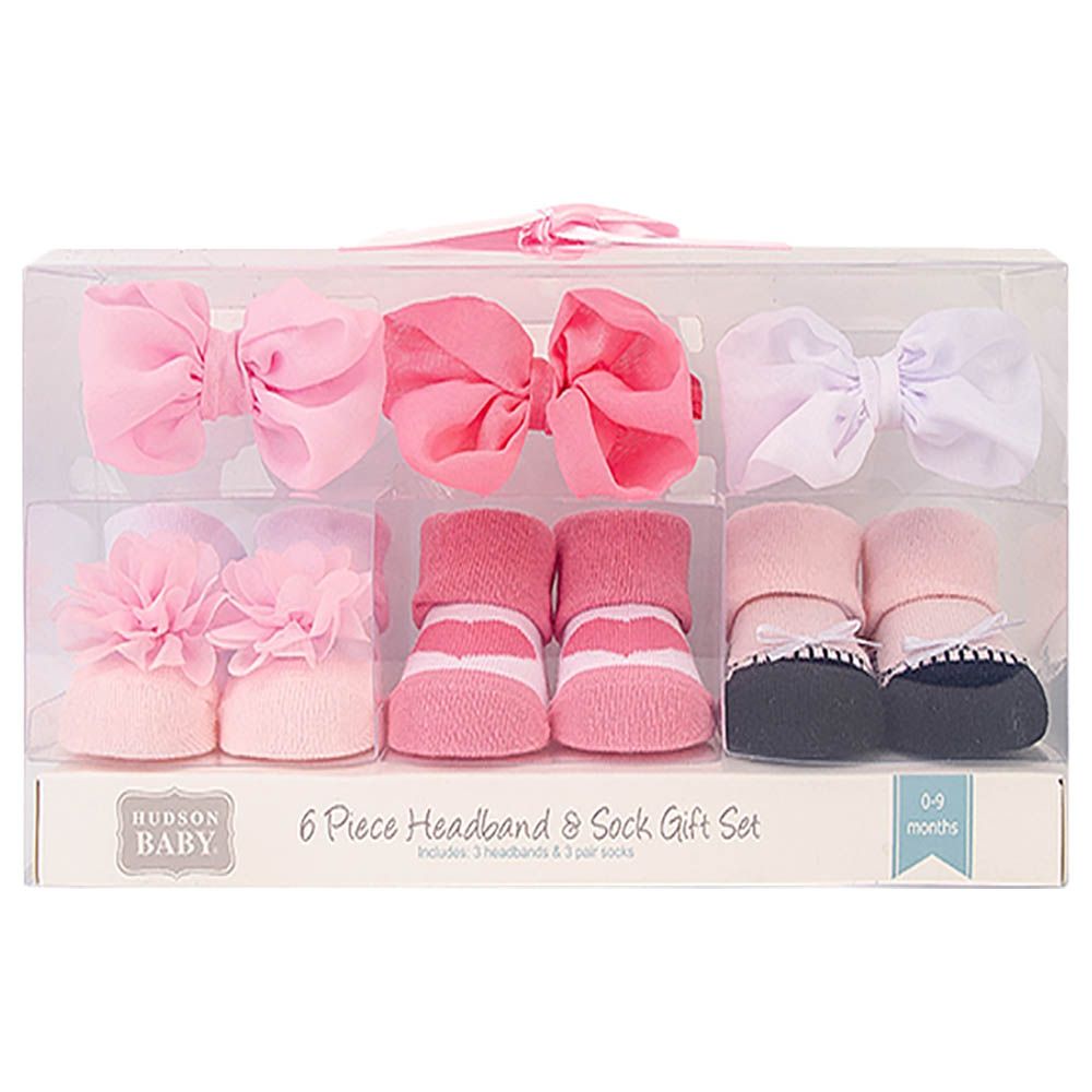 Hudson Childrenswear - Headband & Socks Gift - Pack Of 6 - Pink Ballet