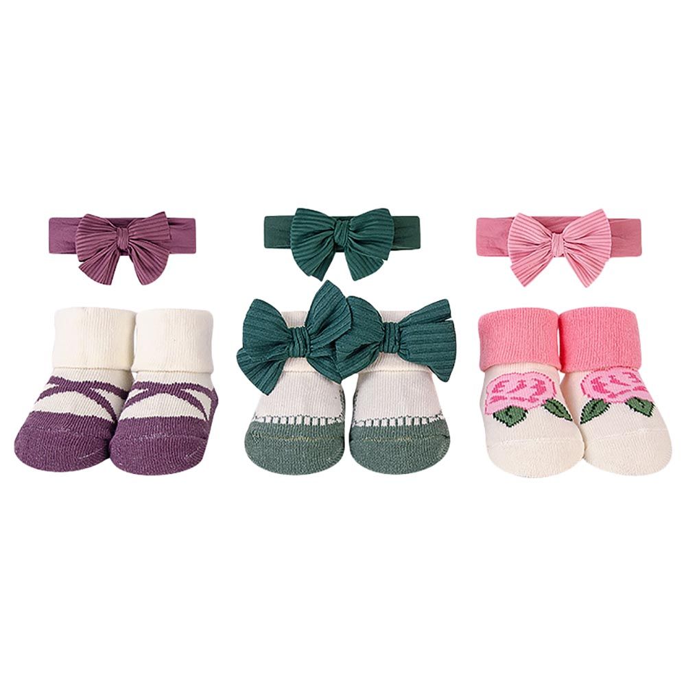 Hudson Childrenswear - Headband & Socks Gift - Pack Of 6 - Floral