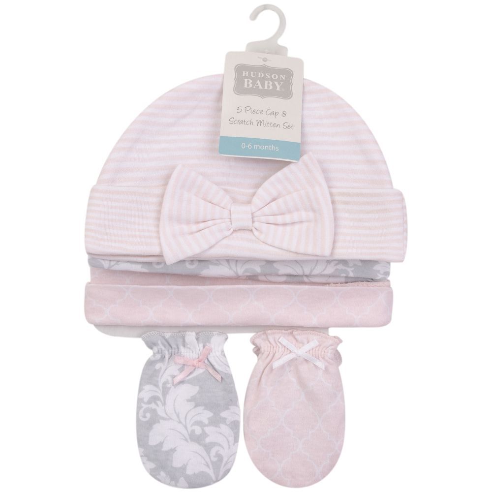 Hudson CW - Baby Cotton Cap And Scratch Mitten Set