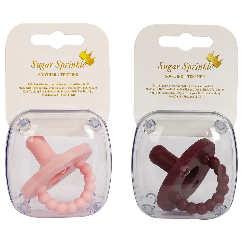 Sugar Sprinkle - 2-Pk Macaron & Red Velvet Pacifier & Teether