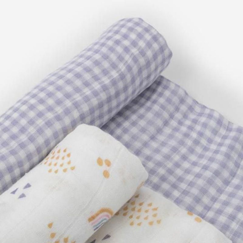 Little Unicorn - Deluxe Swaddle Pack of 2 - Rainbow Gingham