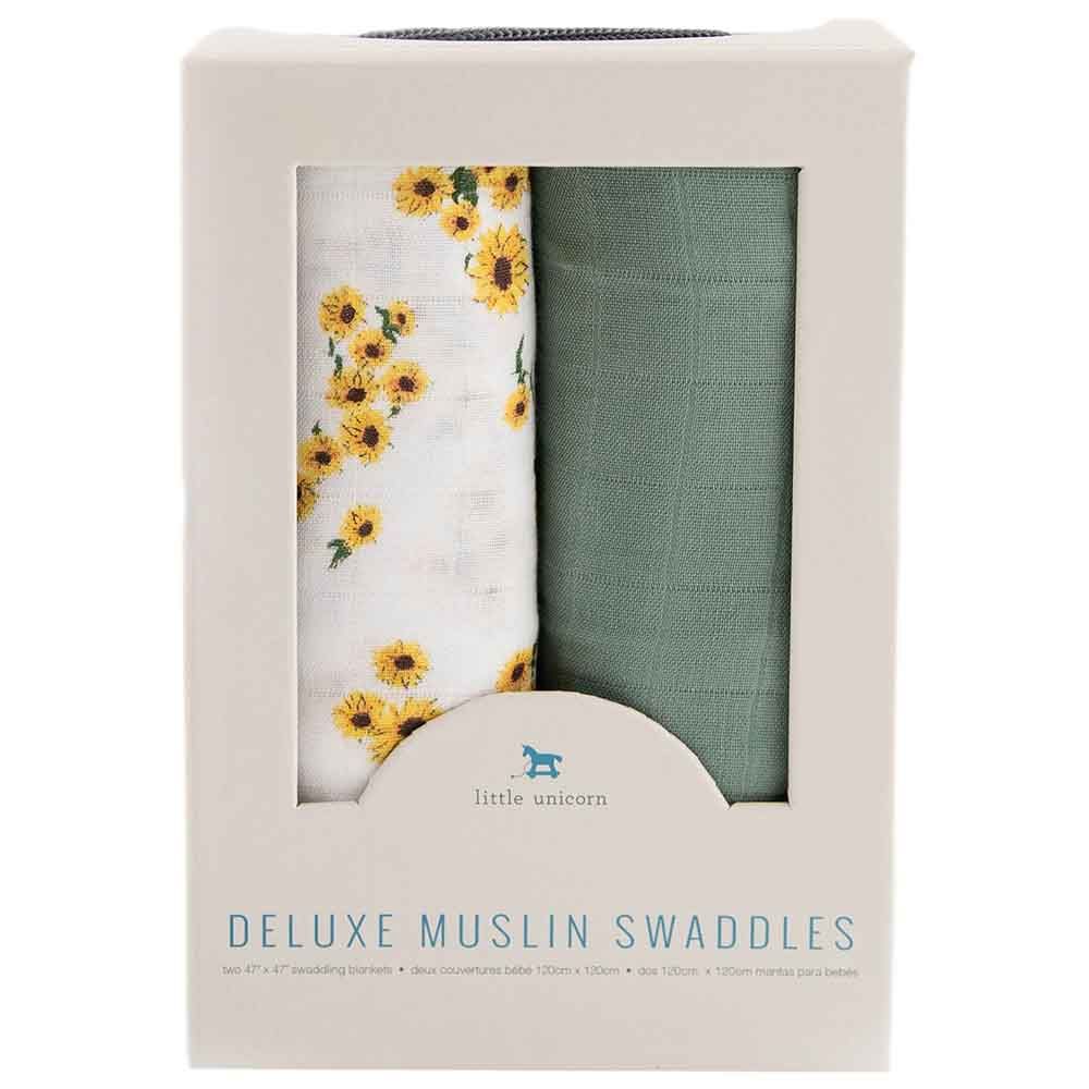 Little Unicorn - Muslin Swaddle - Pack of 2 - Ditsy Sunflower