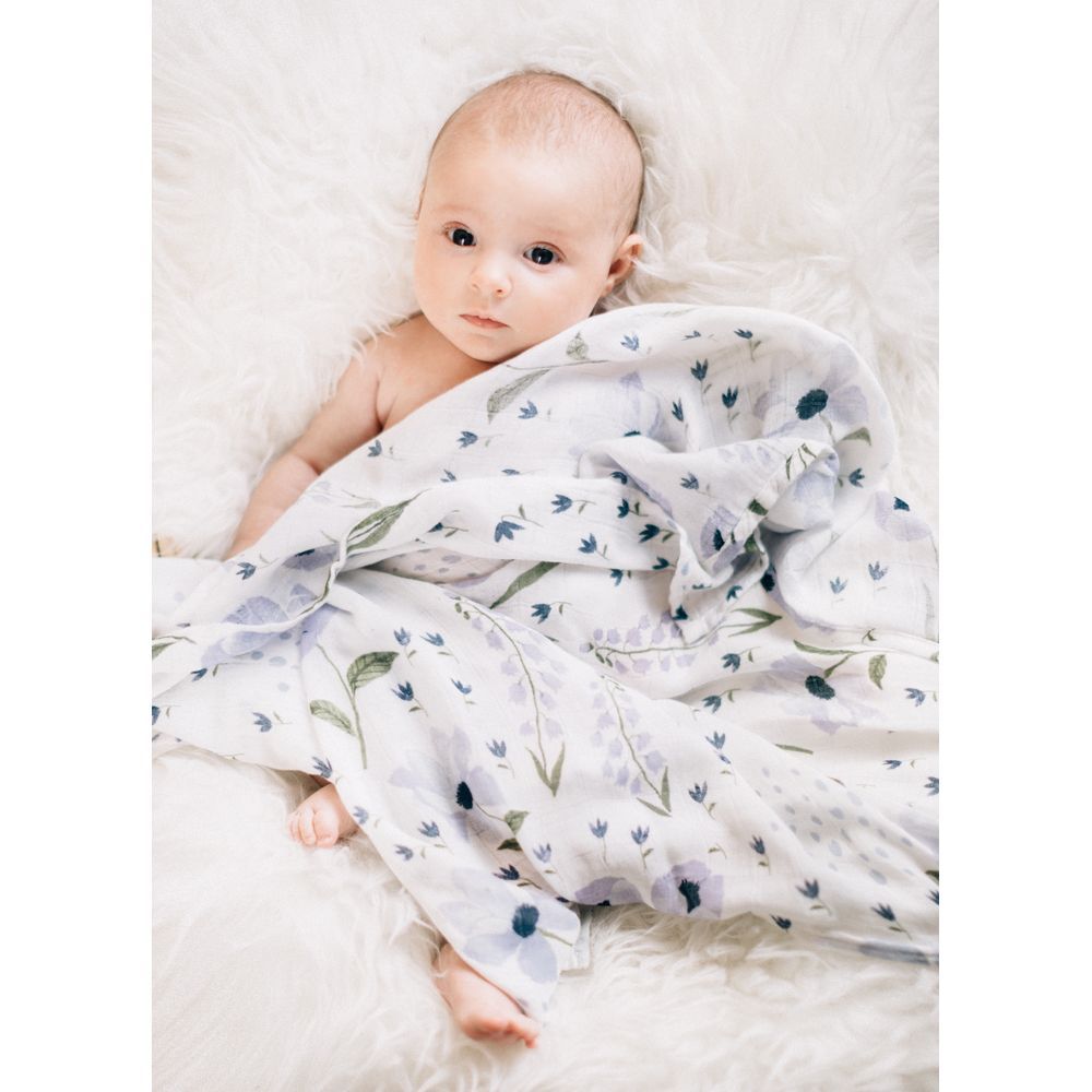 Little Unicorn - Bamboo Deluxe Swaddle - Blue Windflower