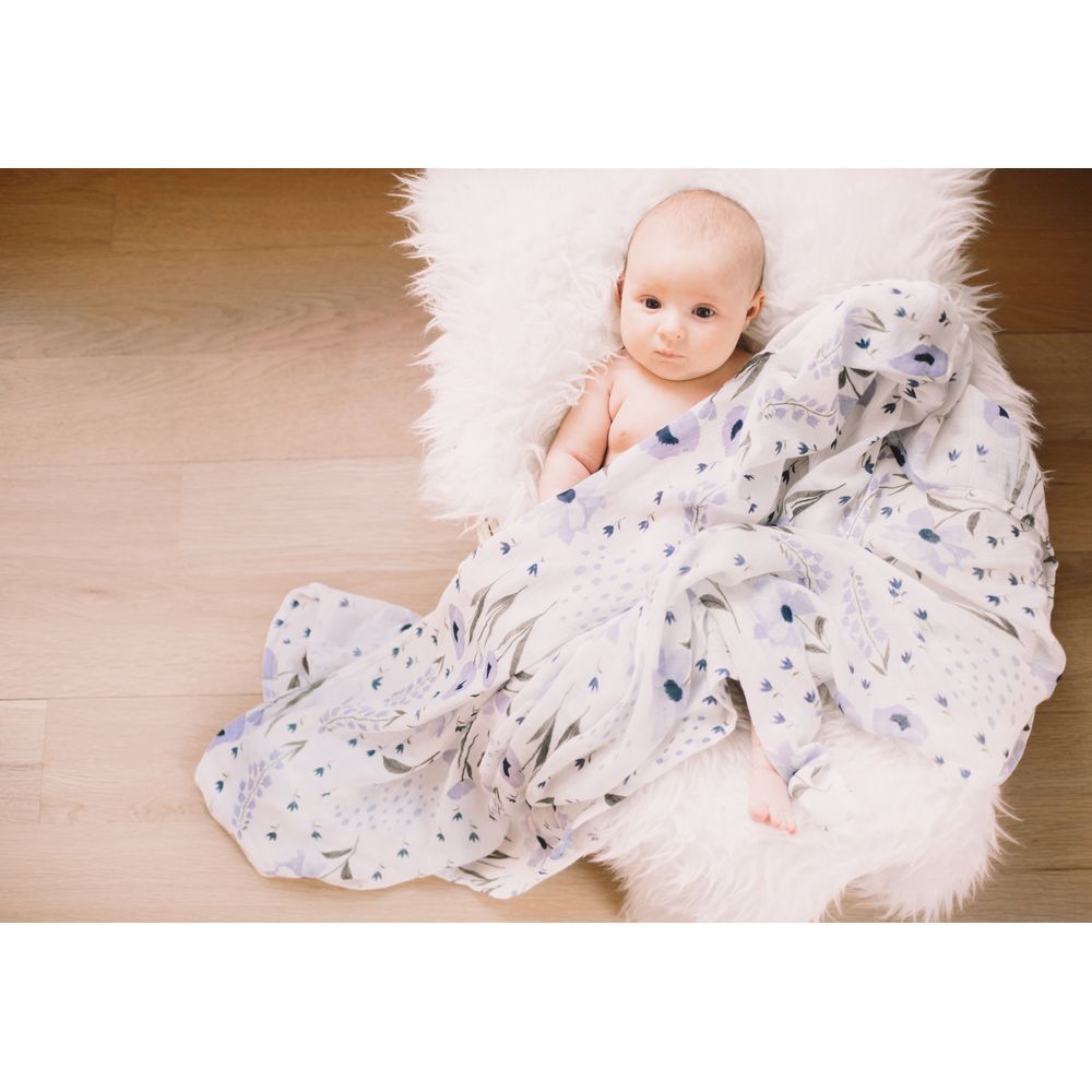 Little Unicorn - Bamboo Deluxe Swaddle - Blue Windflower