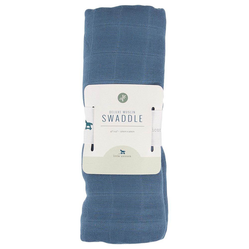 Little Unicorn - Deluxe Muslin Swaddle Single - Blue Dusk