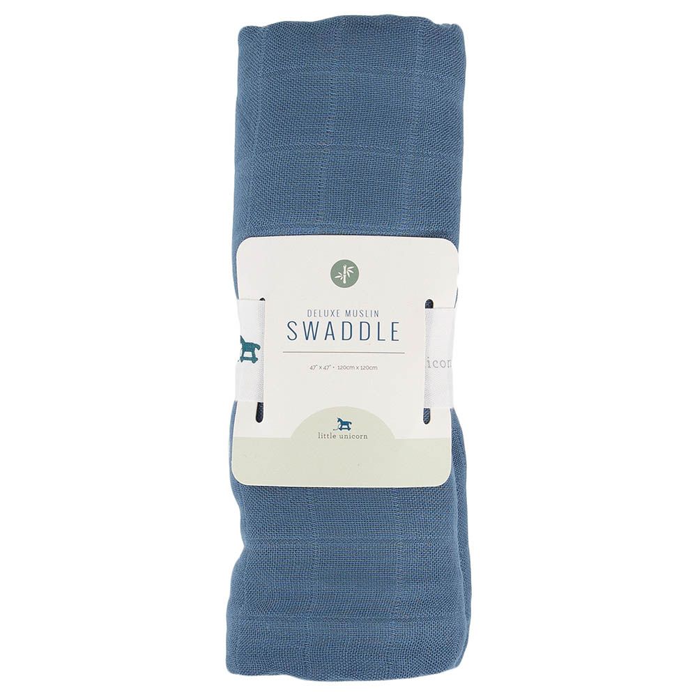 Little Unicorn - Deluxe Muslin Swaddle Single - Blue Dusk