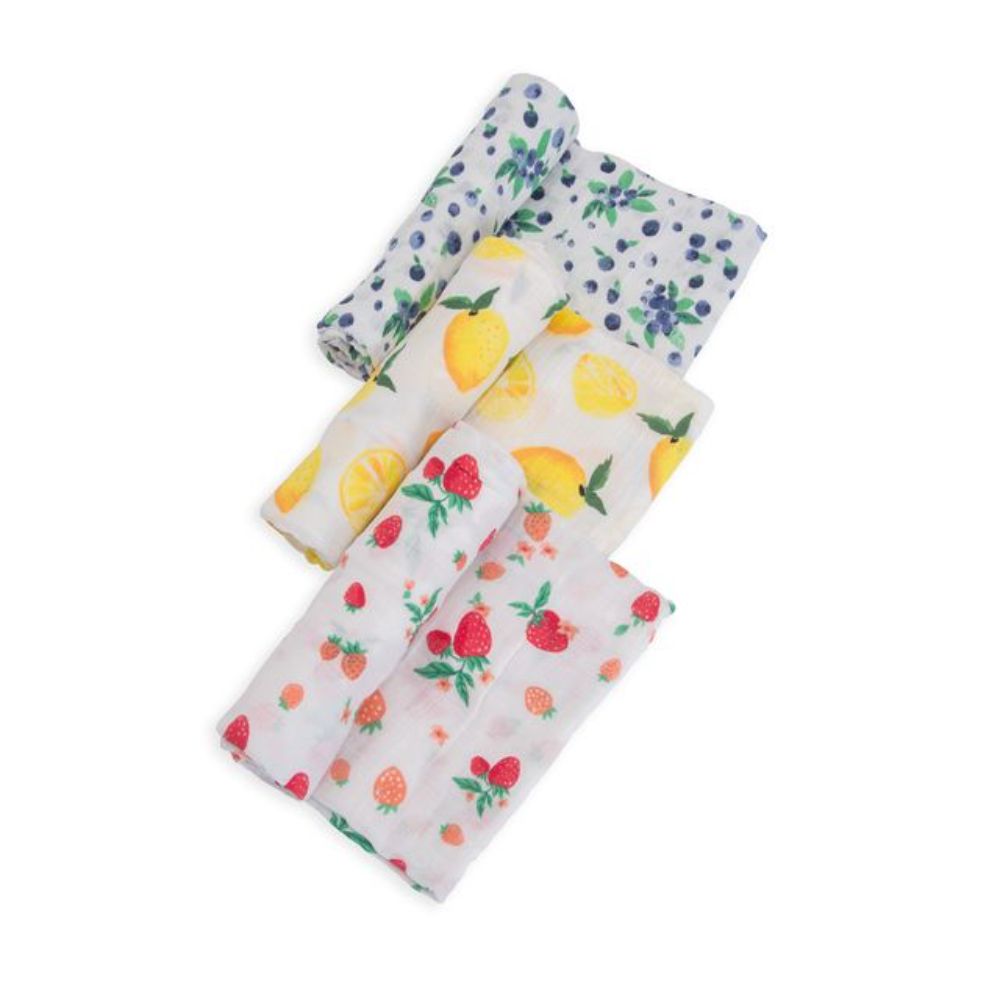 Little Unicorn - Cotton Muslin Swaddle Set - Berry Lemonade - 3Pcs