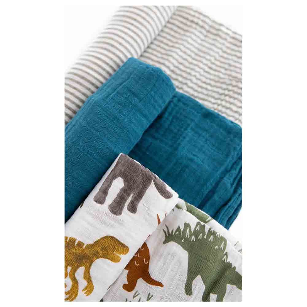 Little Unicorn - Muslin Swaddle Pack of 3 - Dino Friends 2