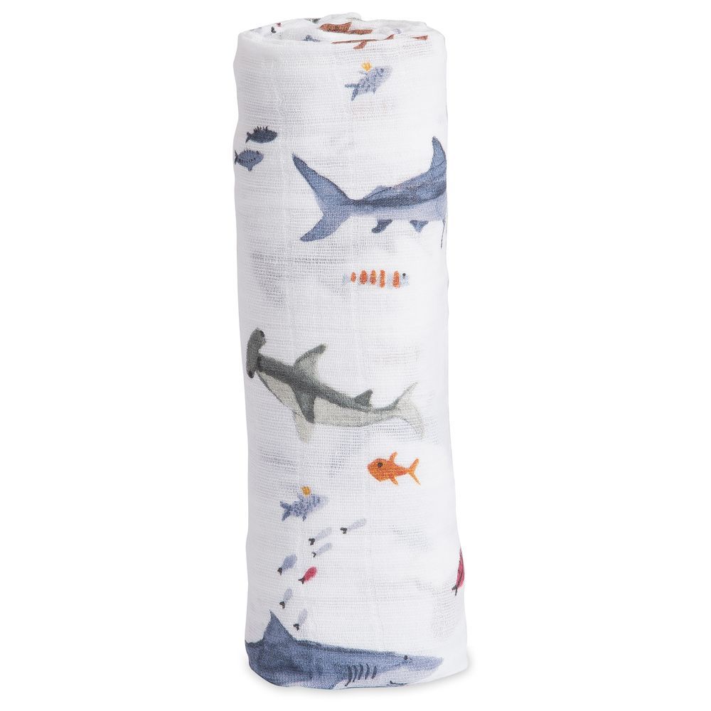 Little Unicorn - Cotton Muslin Swaddle - Shark