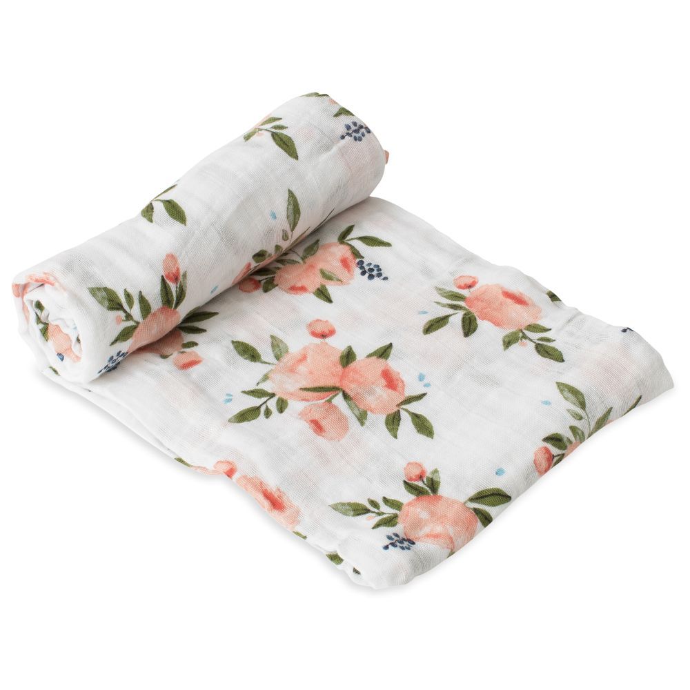 Little Unicorn - Cotton Muslin Swaddle - Watercolor Roses