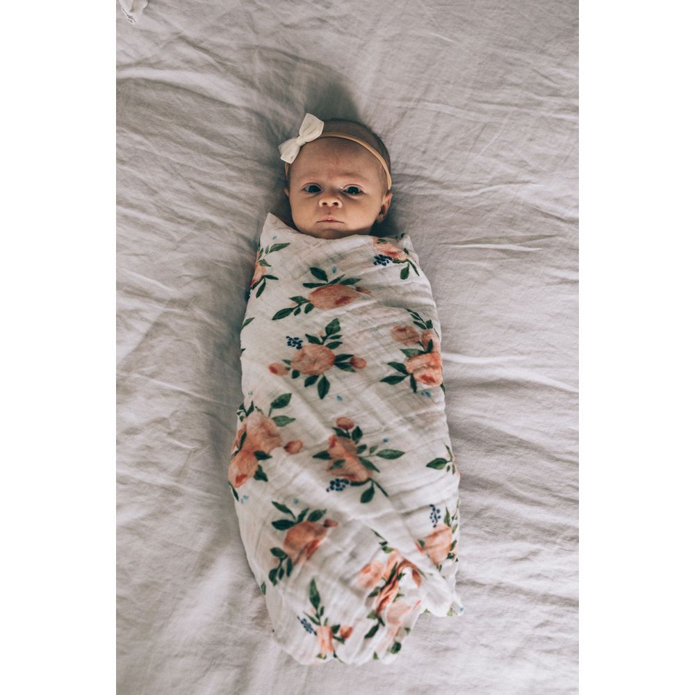 Little Unicorn - Cotton Muslin Swaddle - Watercolor Roses