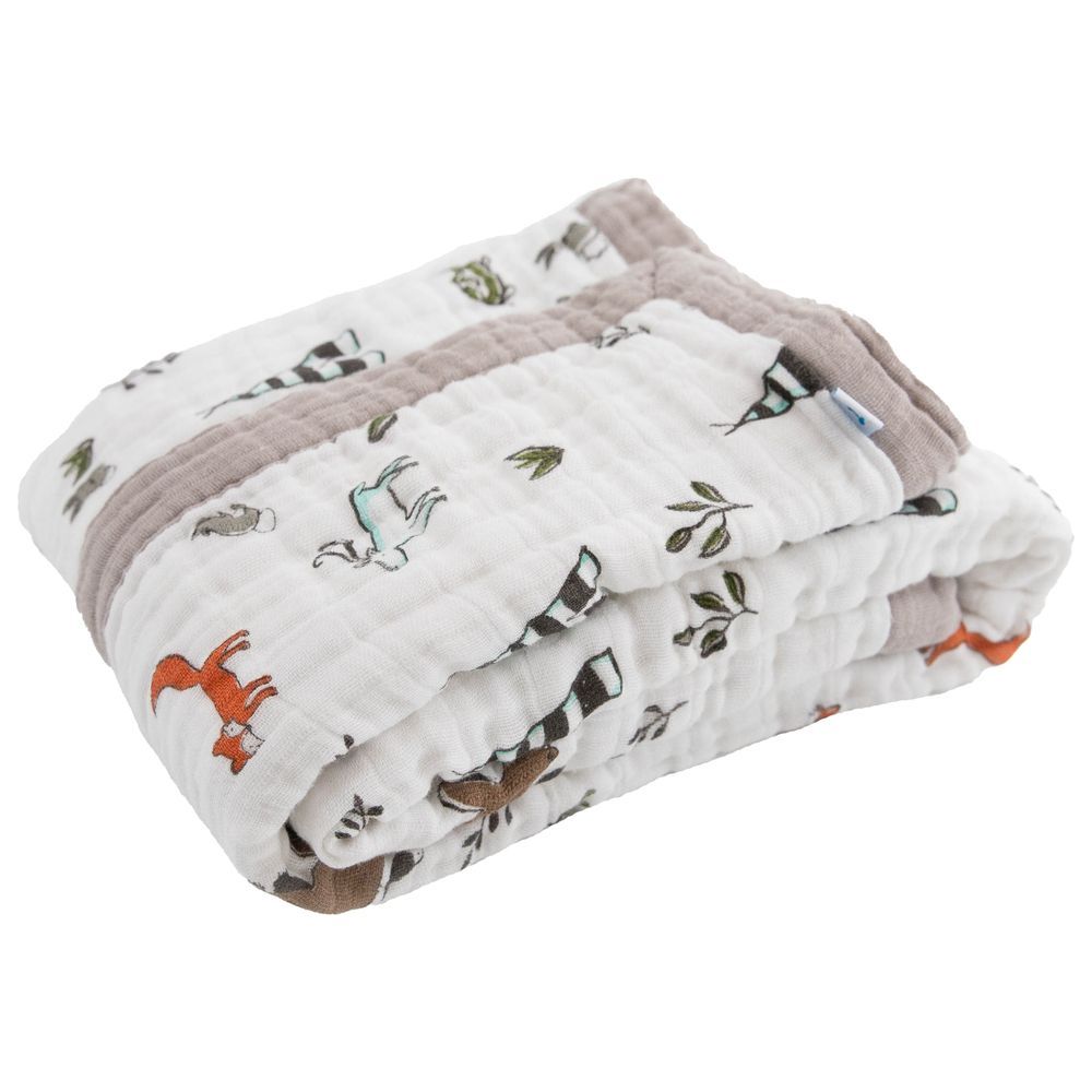 Little Unicorn Cotton Muslin Baby BlanketWhite