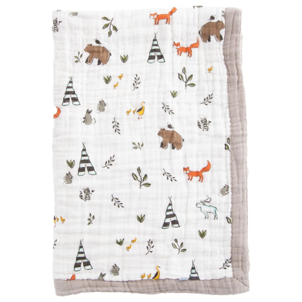 Little Unicorn Cotton Muslin Baby BlanketWhite