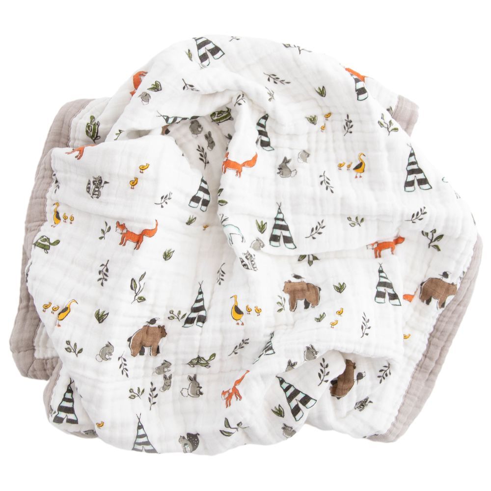 Little Unicorn Cotton Muslin Baby BlanketWhite