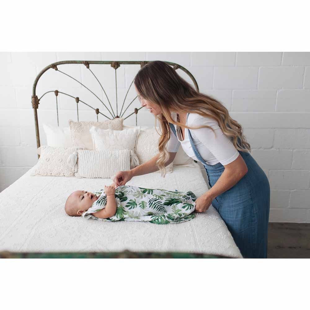 Little Unicorn - Cotton Muslin Sleep Bag Tropical Leaf