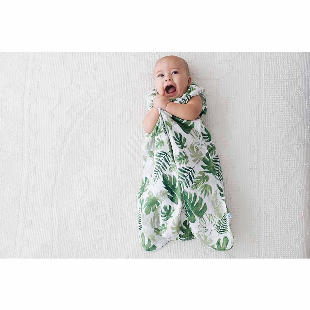 Little Unicorn - Cotton Muslin Sleep Bag Tropical Leaf