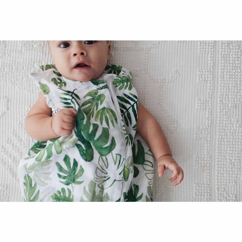 Little Unicorn - Cotton Muslin Sleep Bag Tropical Leaf