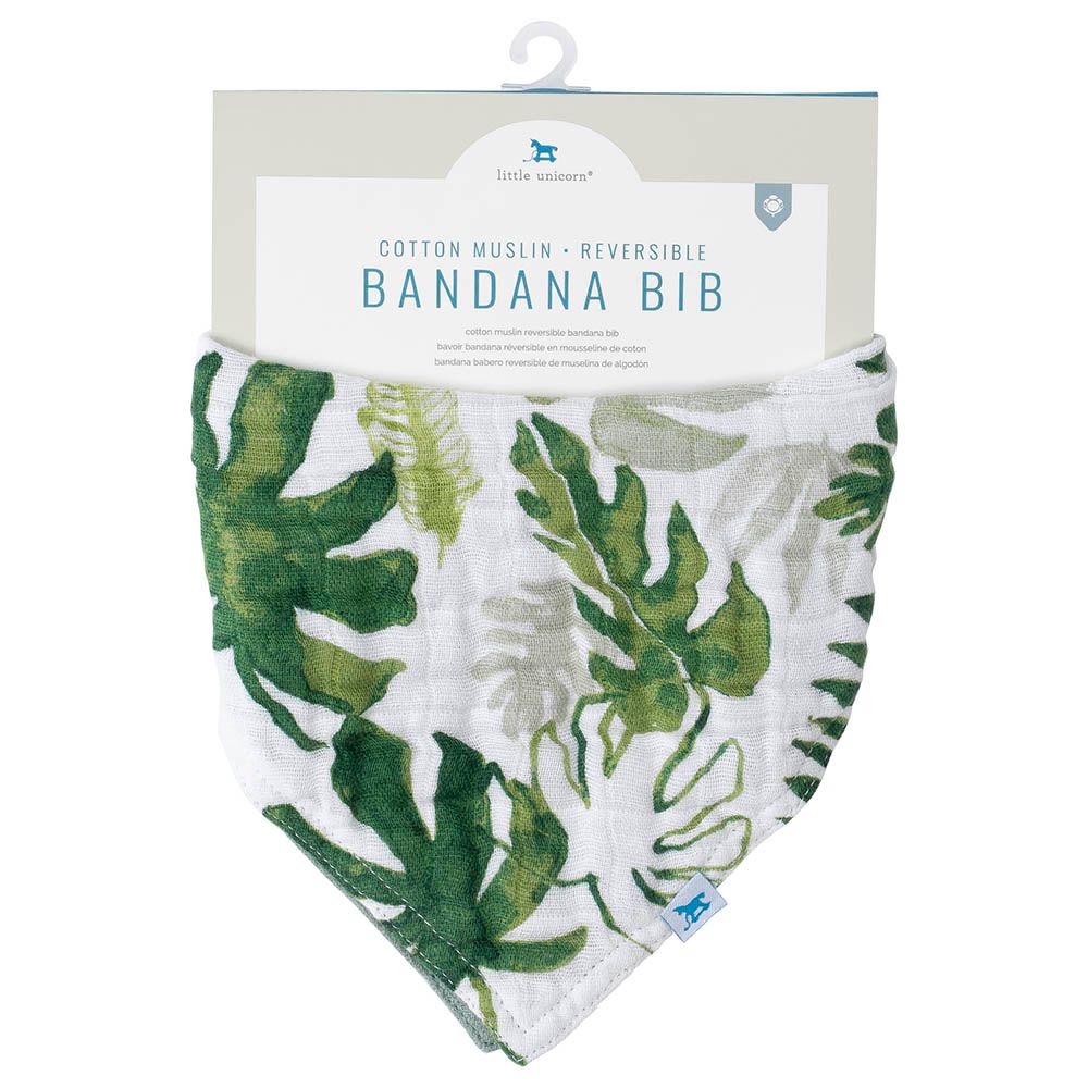 Little Unicorn - Cotton Reversible Bandana Bib Tropical Leaf