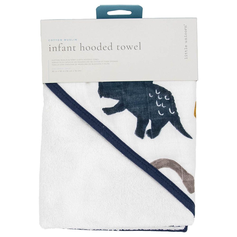 Little Unicorn - Cotton Muslin Hooded Infant Towel - Dino Friends