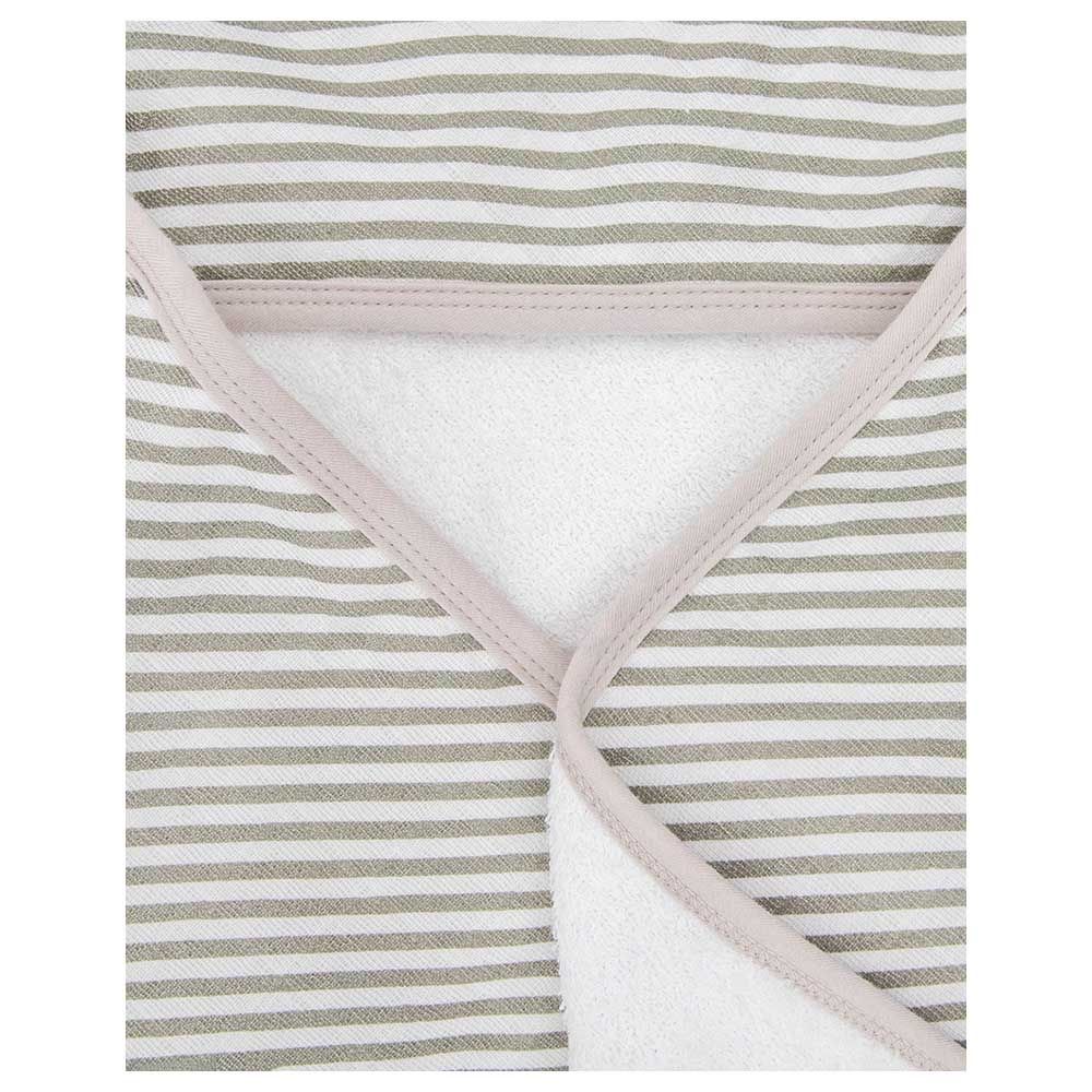 Little Unicorn - Cotton Muslin Hooded Infant Towel - Grey Stripe